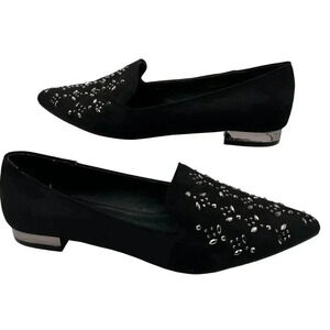 Cato Womens 9 Black Suede Studded Pointed Toe Shoes Career Wear Business Casual